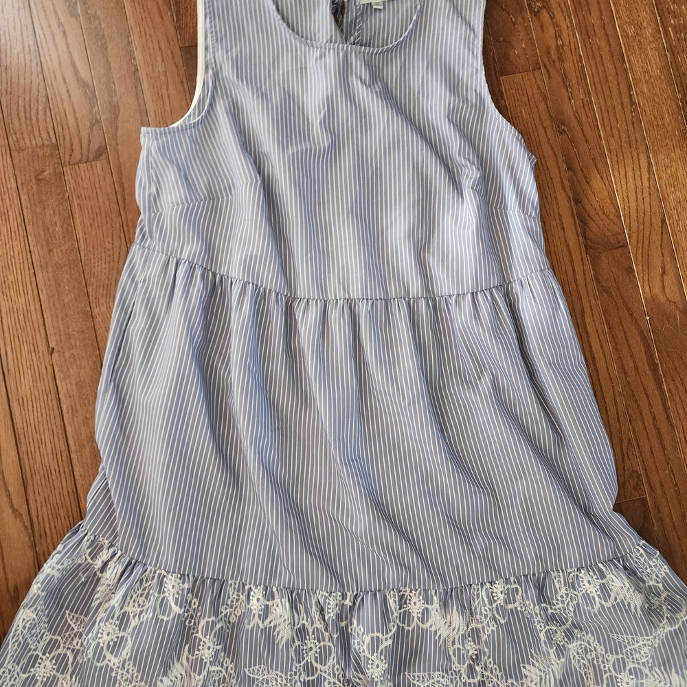 Sandra Darren Blue and White Striped Easter Dress- Size 14w
